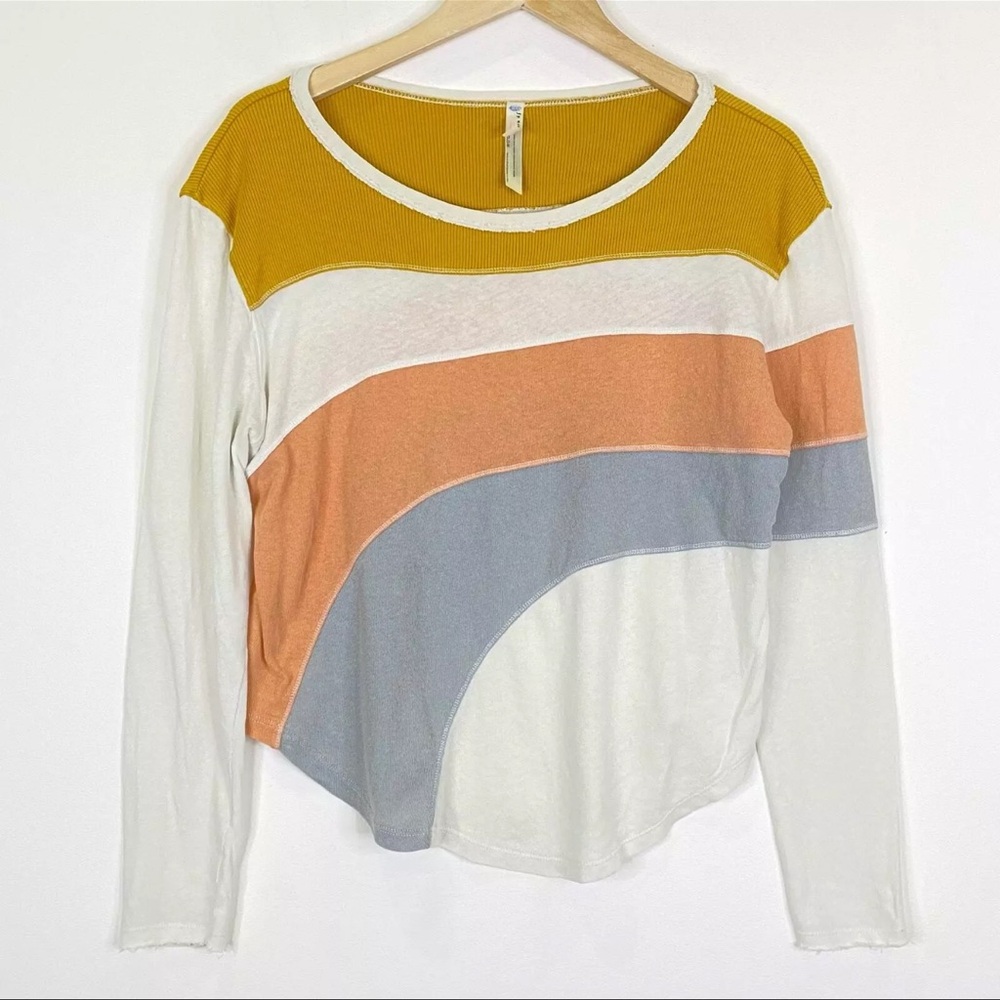 Free People Colorblock Long Sleeve Cotton Tee XS